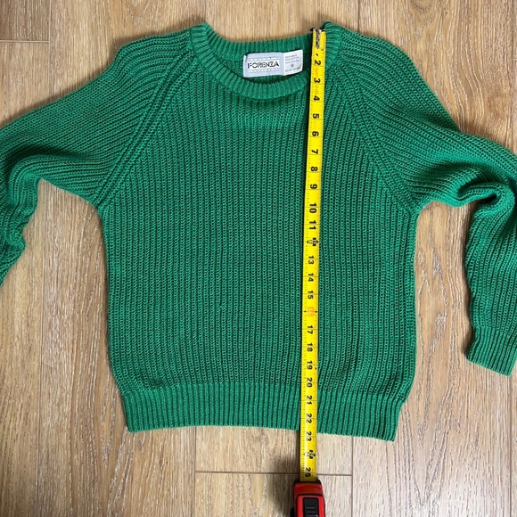 VIntage 80's Ribbed Crewneck Sweater Foreza Sportswear Green - Picture 6 of 6
